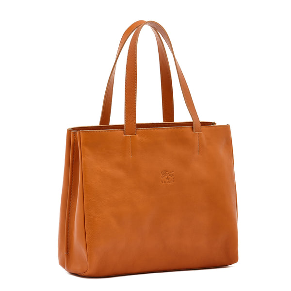 Opale | Women's handbag in leather color caramel