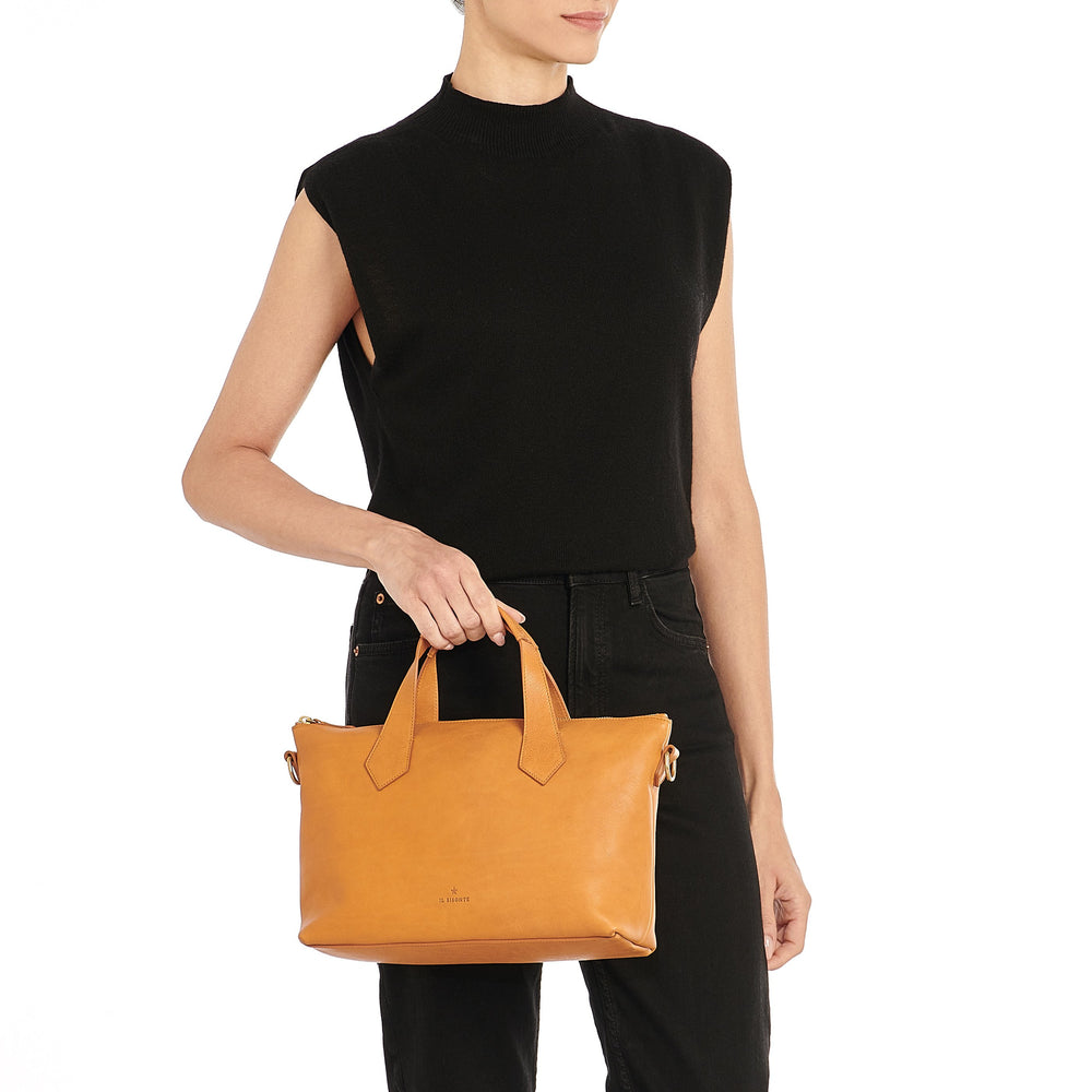 Le laudi | Borsa a mano da donna in pelle invecchiata colore naturale