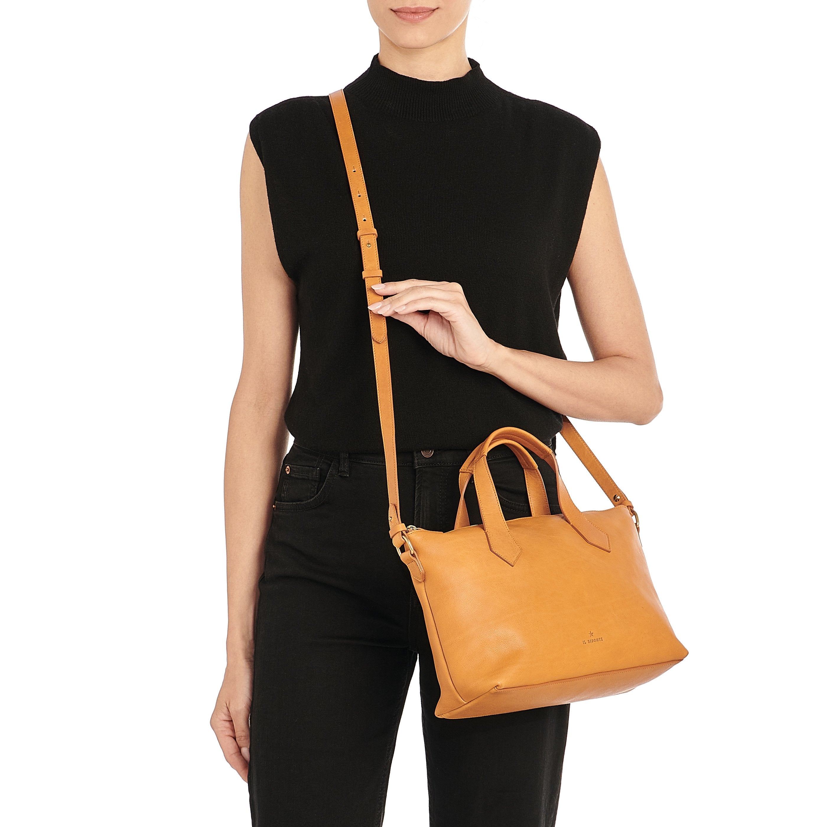 Le laudi | Borsa a mano da donna in pelle invecchiata colore naturale