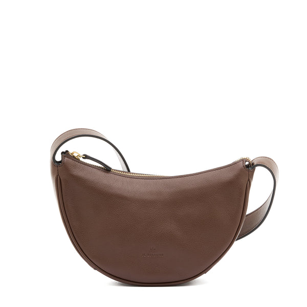 Oliveta | Women's hobo in leather color brown tabacco — 
front view
