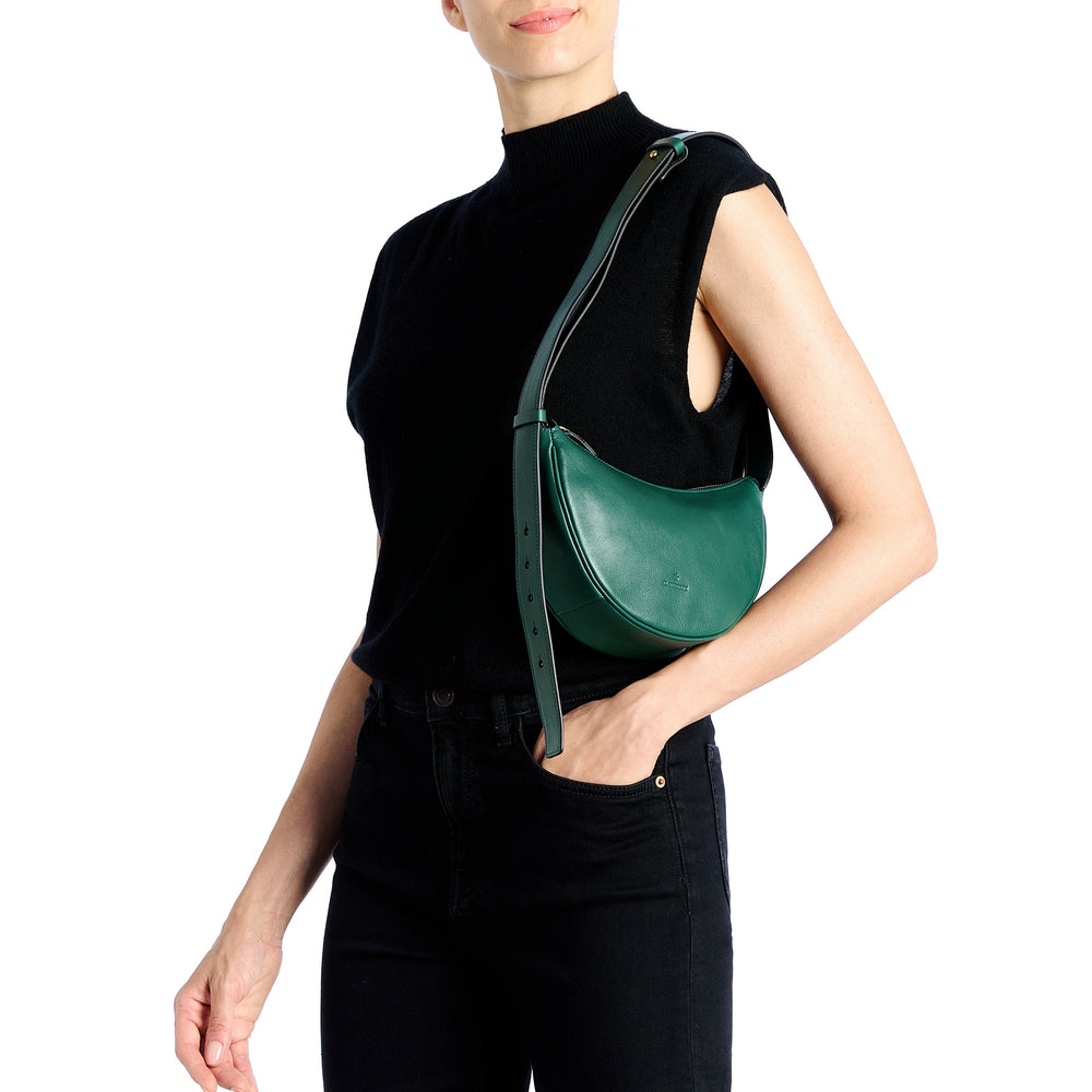 Oliveta | Women's hobo in leather color green oleandro — 
product detail view
 — 5 of 5