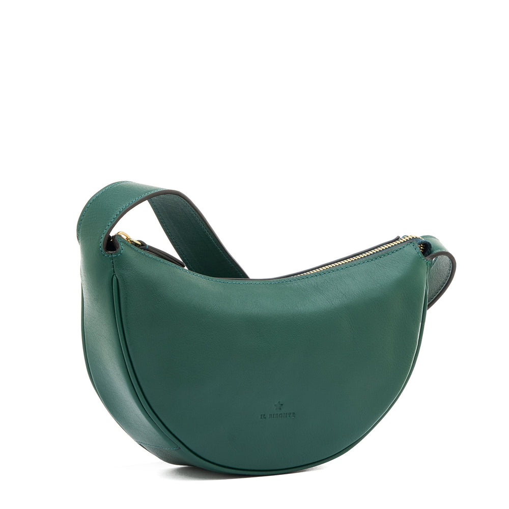 Oliveta | Women's hobo in leather color green oleandro — 
side view
 — 3 of 5