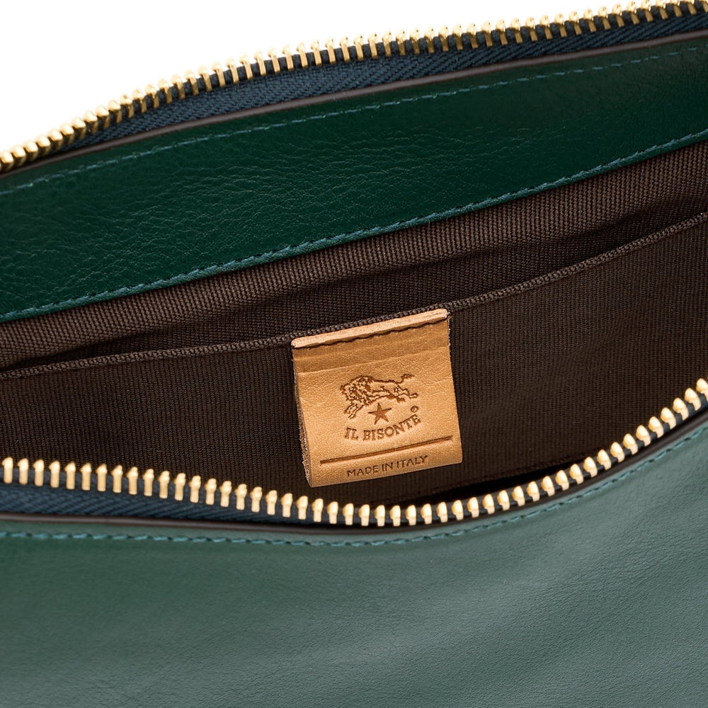 Oliveta | Women's hobo in leather color green oleandro — 
interior detail view
 — 4 of 5