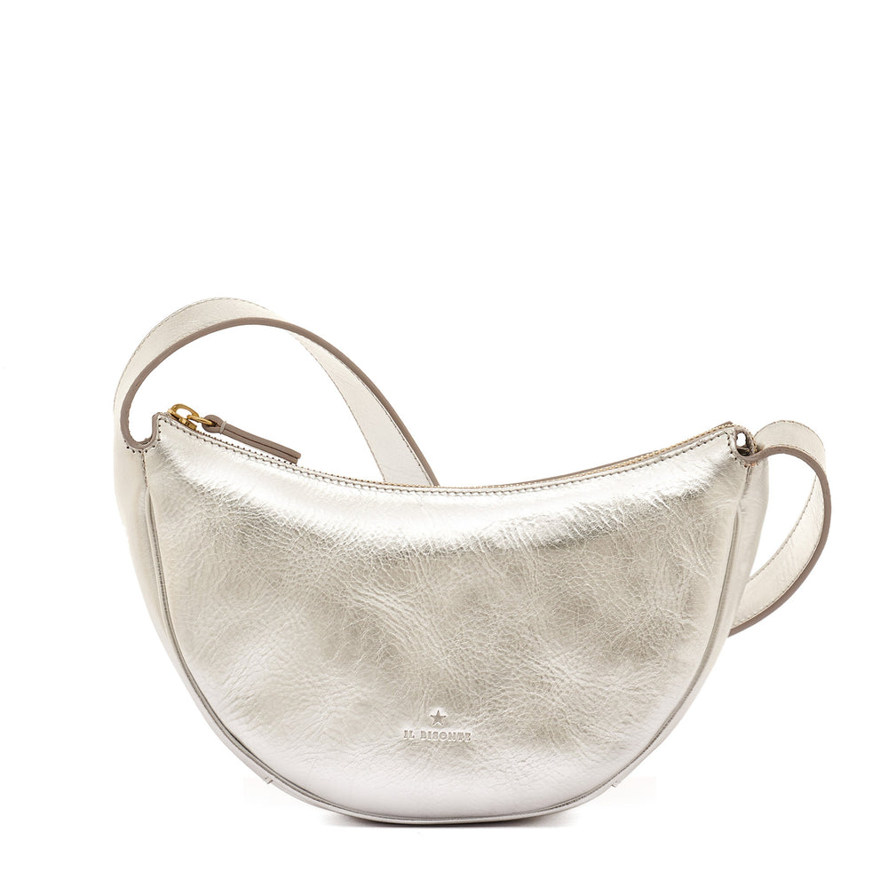 Oliveta | Women's hobo in metallic leather color metallic silver — 
front view
 — 1 of 5