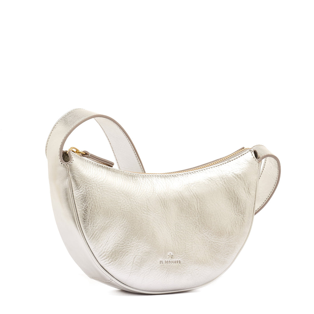 Oliveta | Women's hobo in metallic leather color metallic silver — 
side view
 — 3 of 5