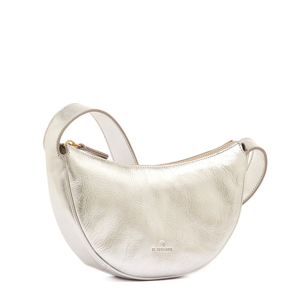 Oliveta | Women's hobo in metallic leather color metallic silver