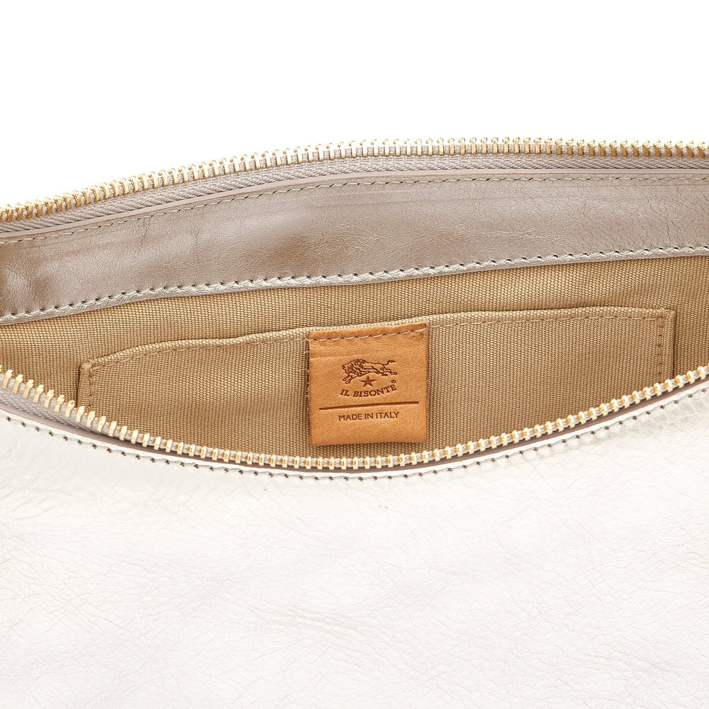 Oliveta | Women's hobo in metallic leather color metallic silver — 
interior detail view
 — 4 of 5