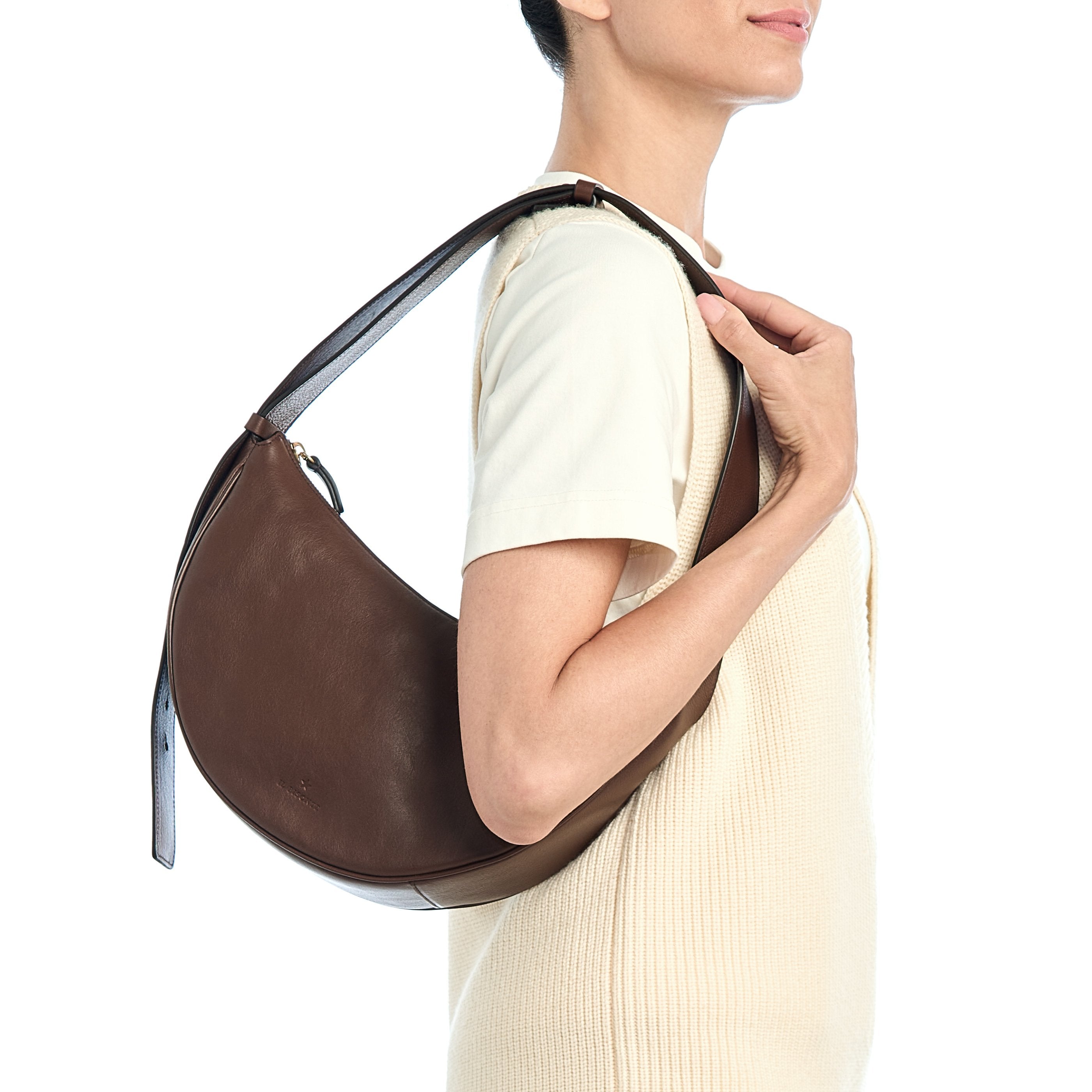 Oliveta | Women's hobo in leather color brown tabacco — 
product detail view
 — 5 of 6