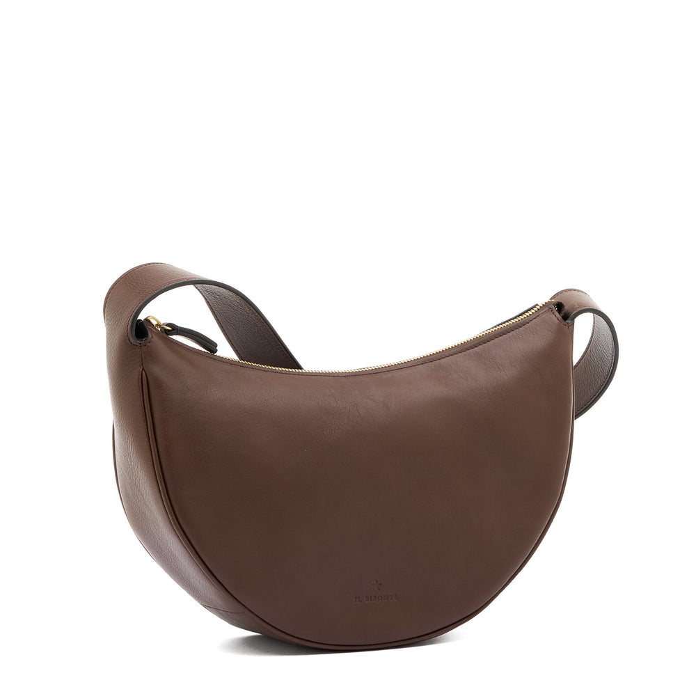 Oliveta | Women's hobo in leather color brown tabacco — 
side view
 — 3 of 5