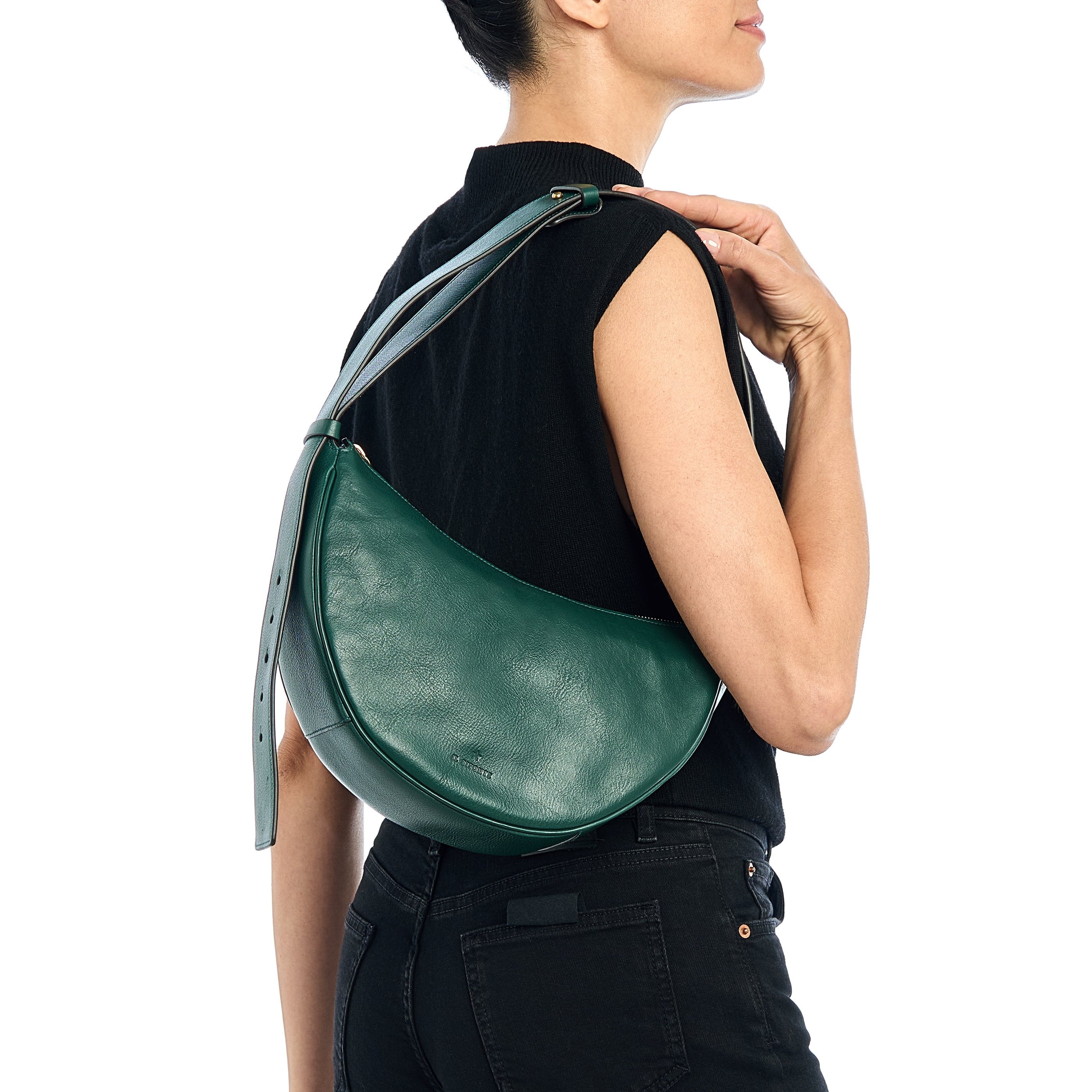 Oliveta | Hobo pour femme en cuir couleur vert oleandro — 
product detail view
 — 5 of 6