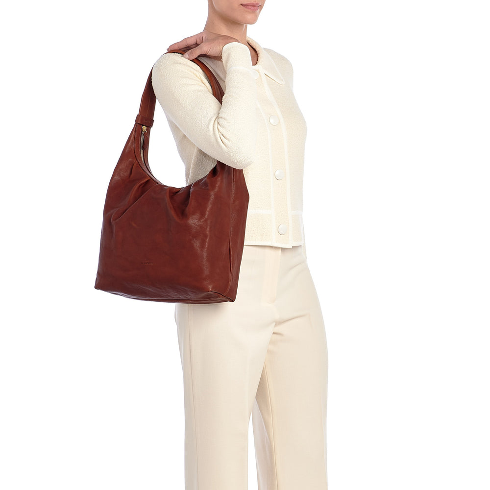 Accademia | Hobo da donna in pelle invecchiata colore seppia