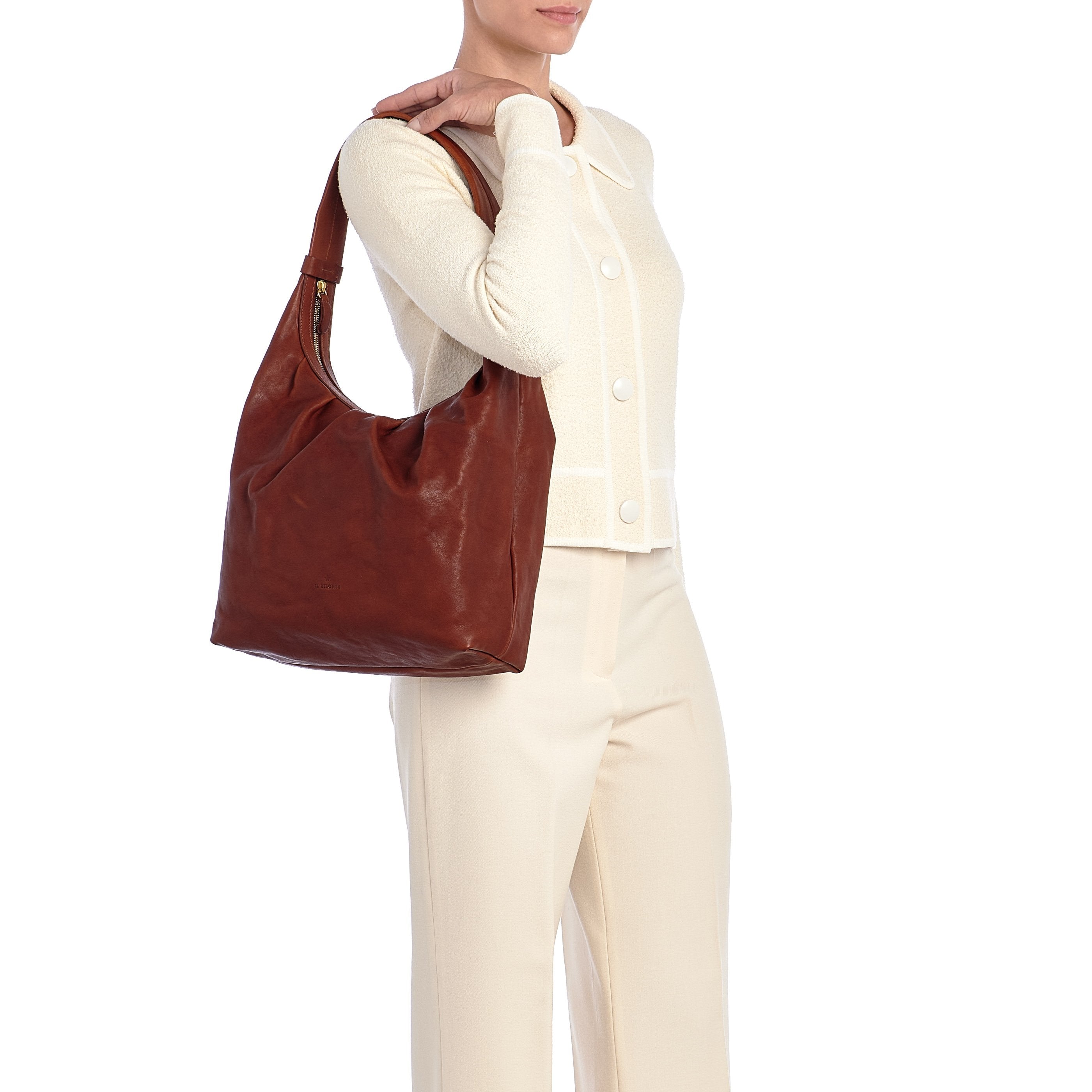 Accademia | Hobo da donna in pelle invecchiata colore seppia