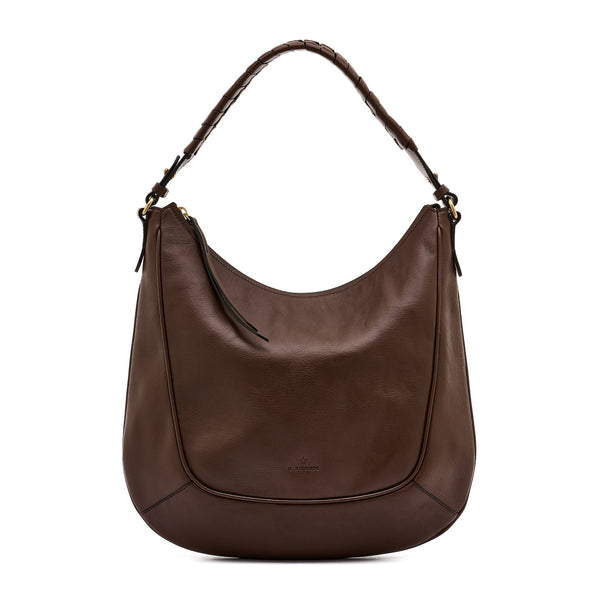 Trama | Hobo da donna in pelle colore marrone tabacco — 
front view
