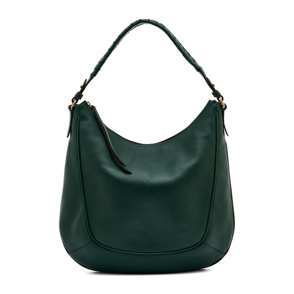 Trama | Hobo da donna in pelle colore verde oleandro — 
front view
