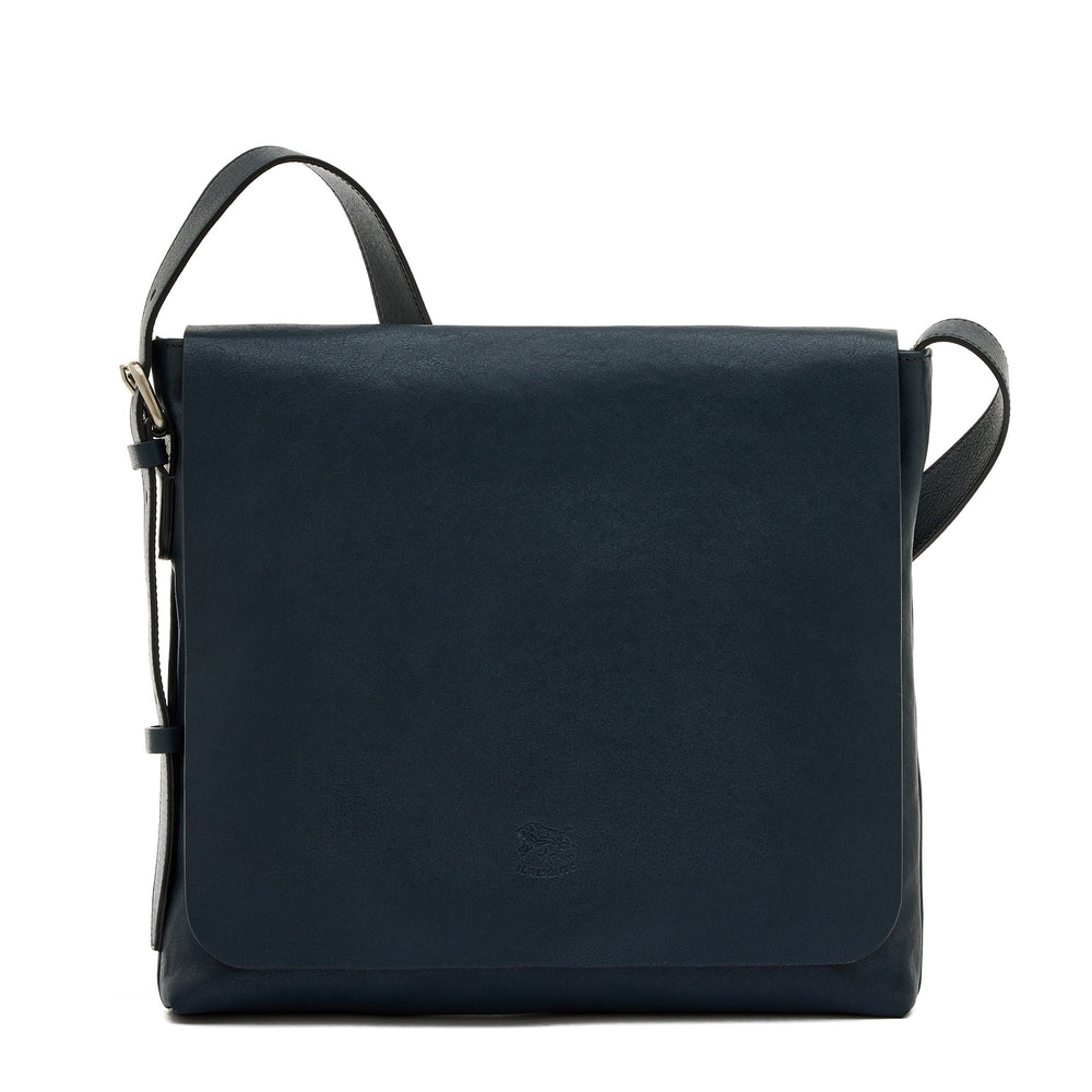 Brolio | Messenger da uomo in pelle invecchiata colore blu mezzanotte