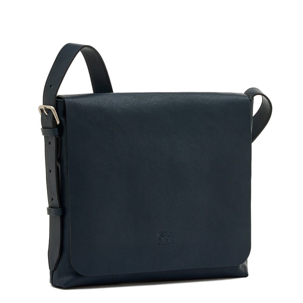 Brolio | Messenger da uomo in pelle invecchiata colore blu mezzanotte