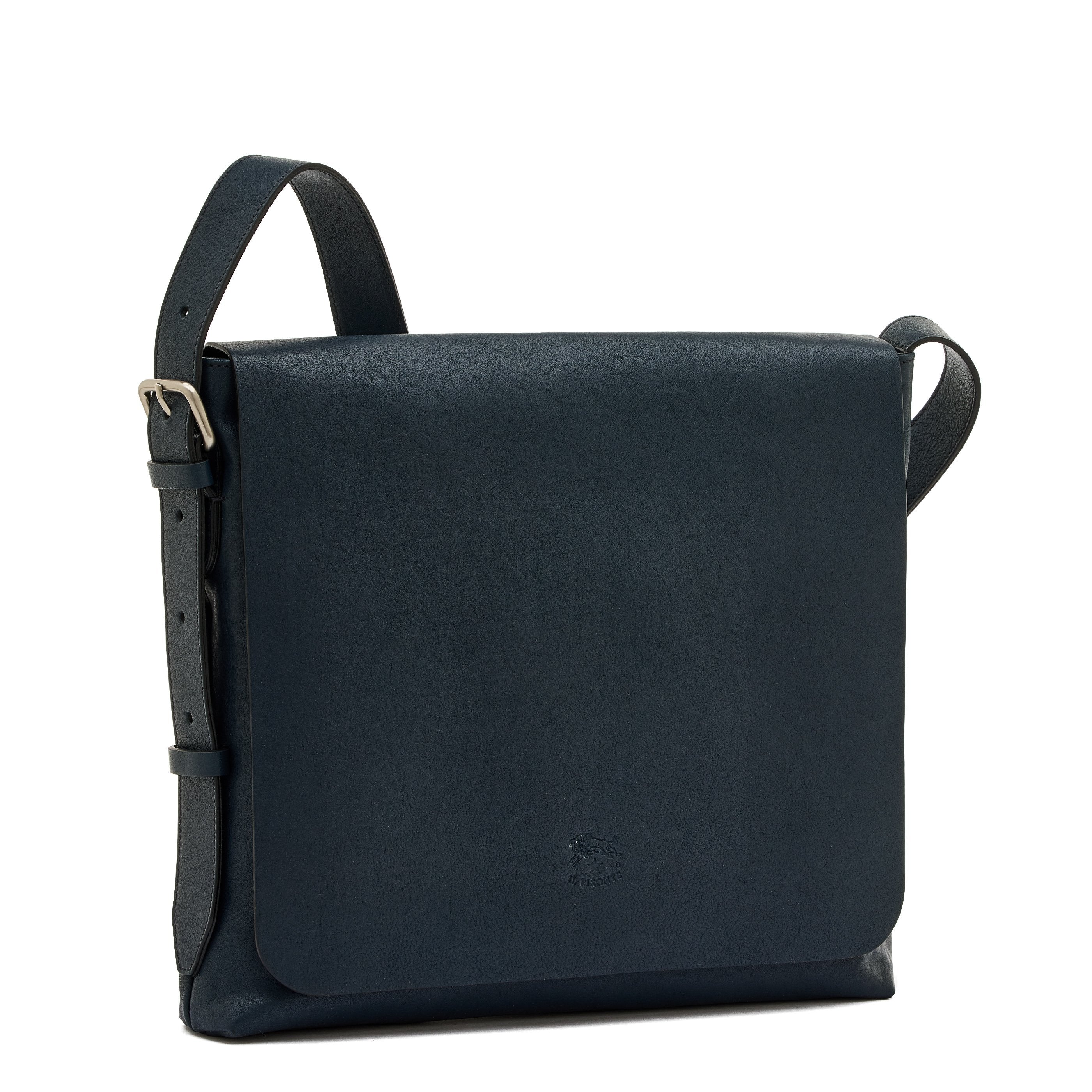 Brolio | Messenger da uomo in pelle invecchiata colore blu mezzanotte