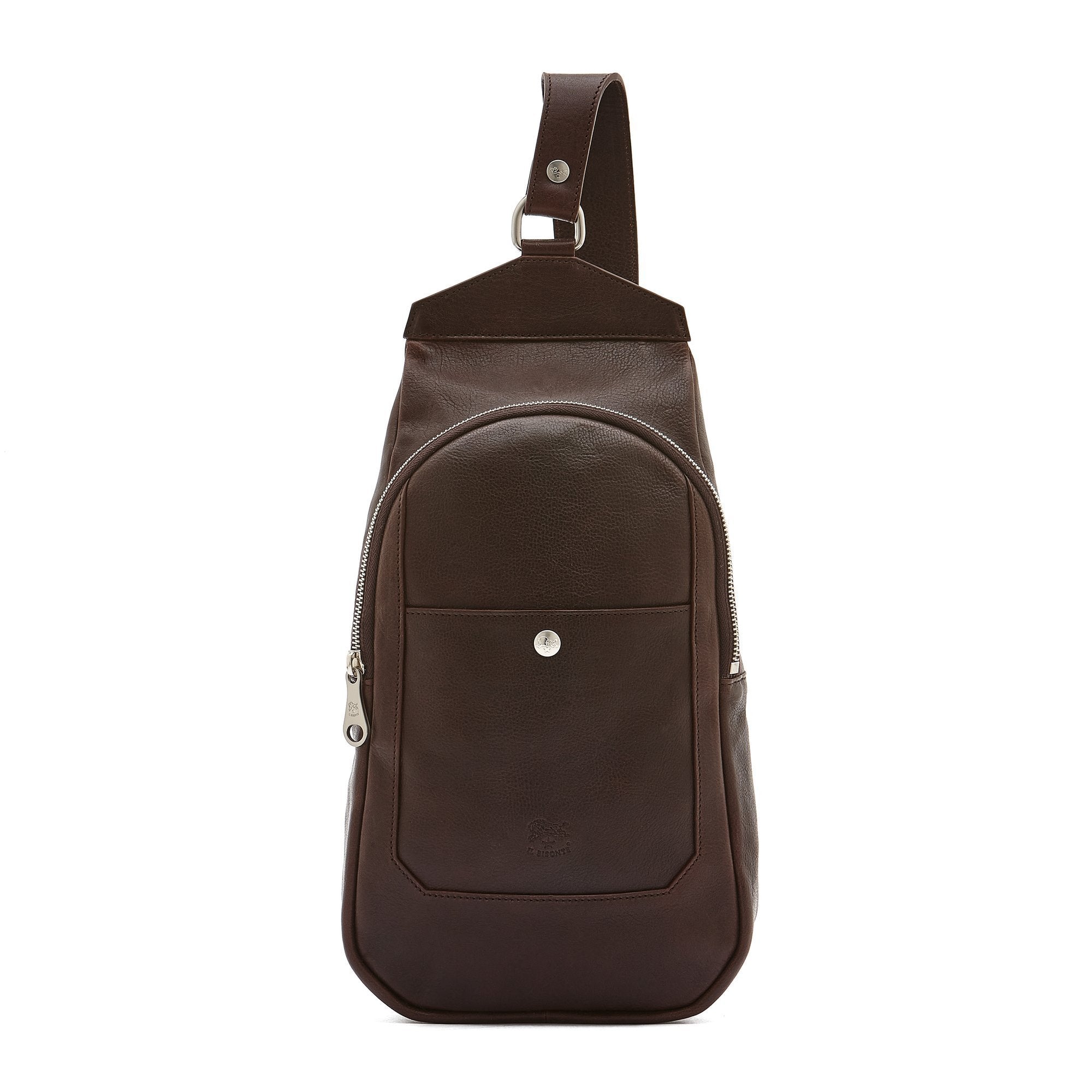 Cosimo | Men's one strap backpack in vintage leather color coffee