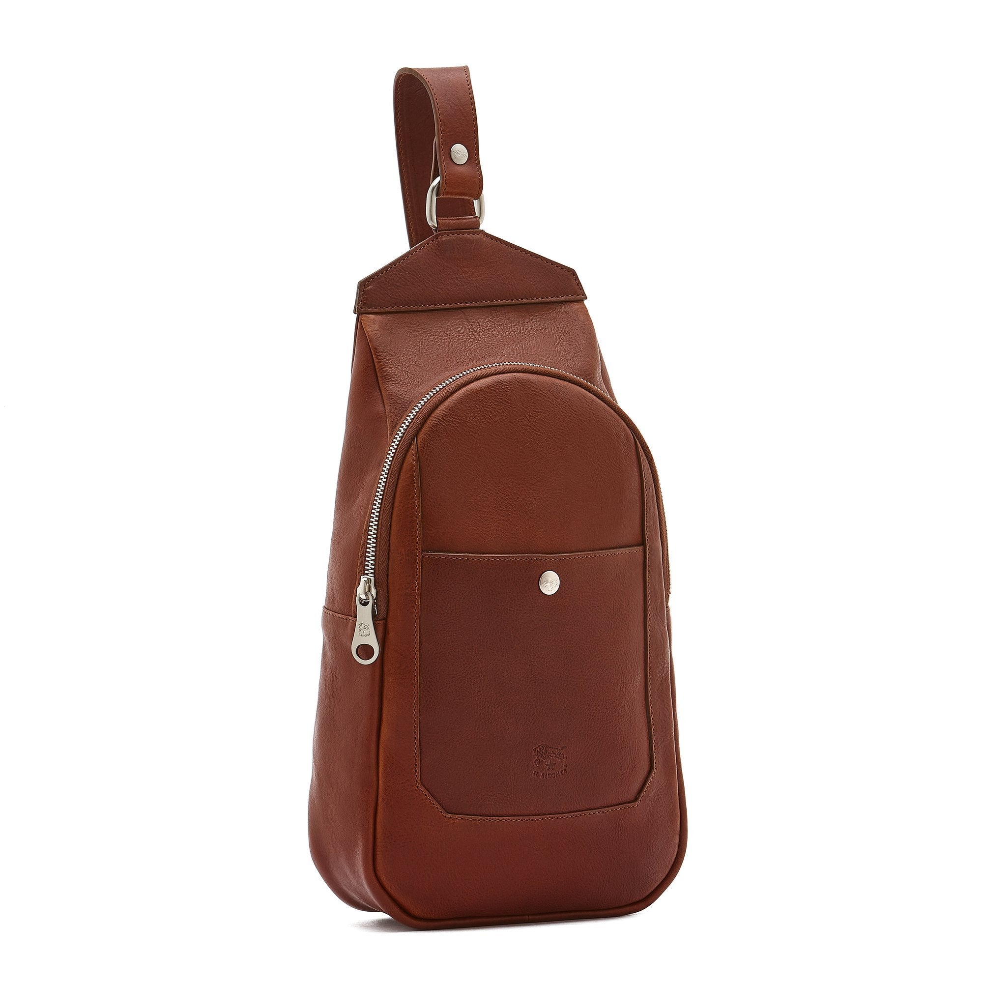 Cosimo Men's one strap backpack in vintage leather color sepia