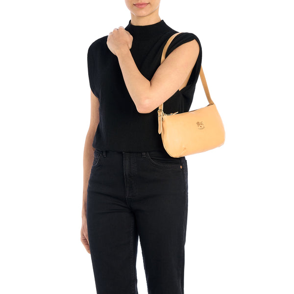 Women's shoulder bag in leather color natural