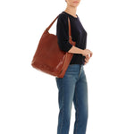 Sonia | Women's shoulder bag in vintage leather color sepia