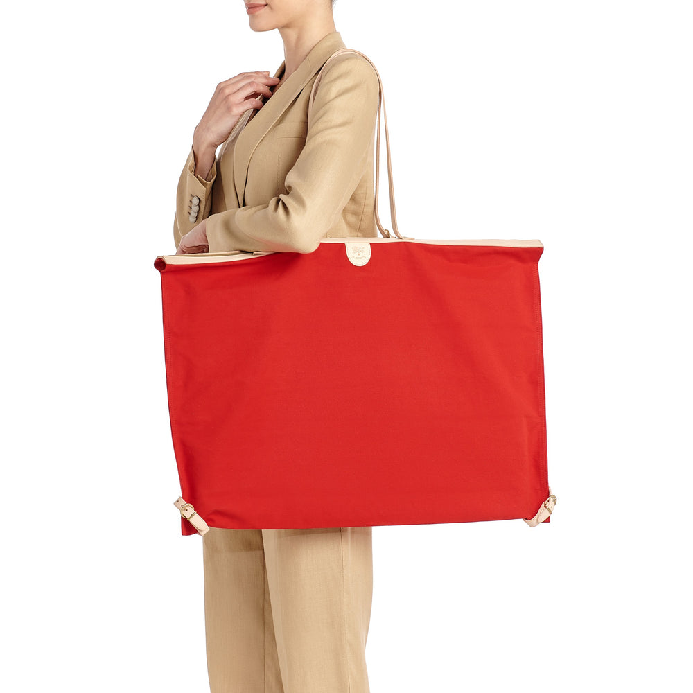 Caramella  | Borsa a spalla da donna in tessuto colore rosso/naturale