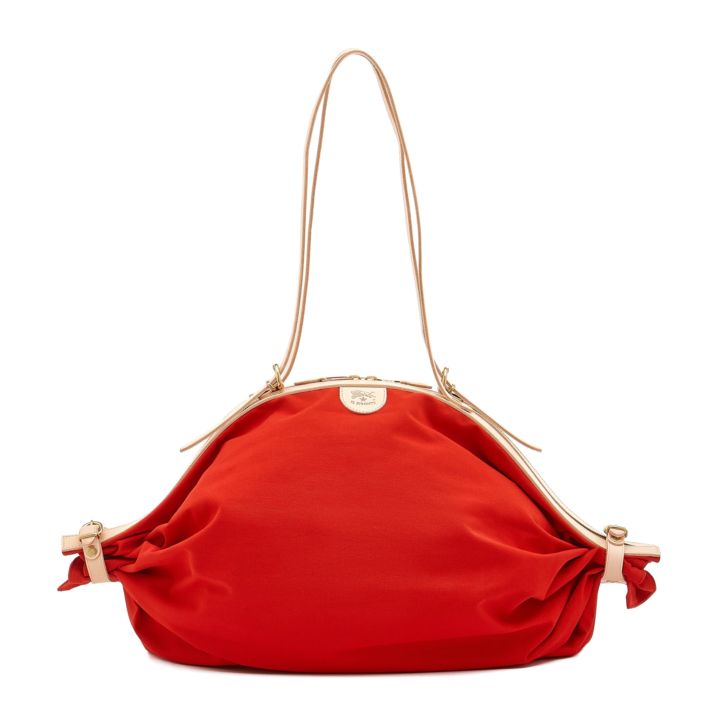 Caramella  | Borsa a spalla da donna in tessuto colore rosso/naturale