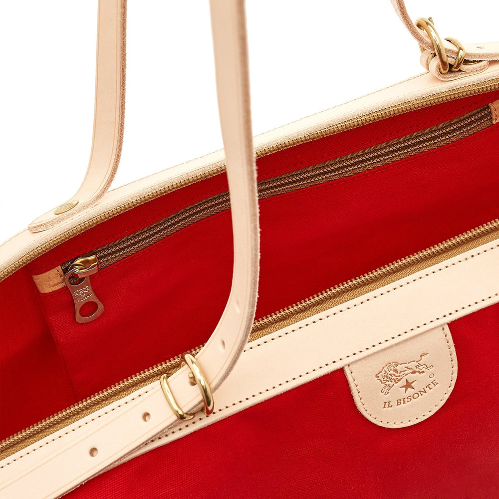 Caramella  | Borsa a spalla da donna in tessuto colore rosso/naturale
