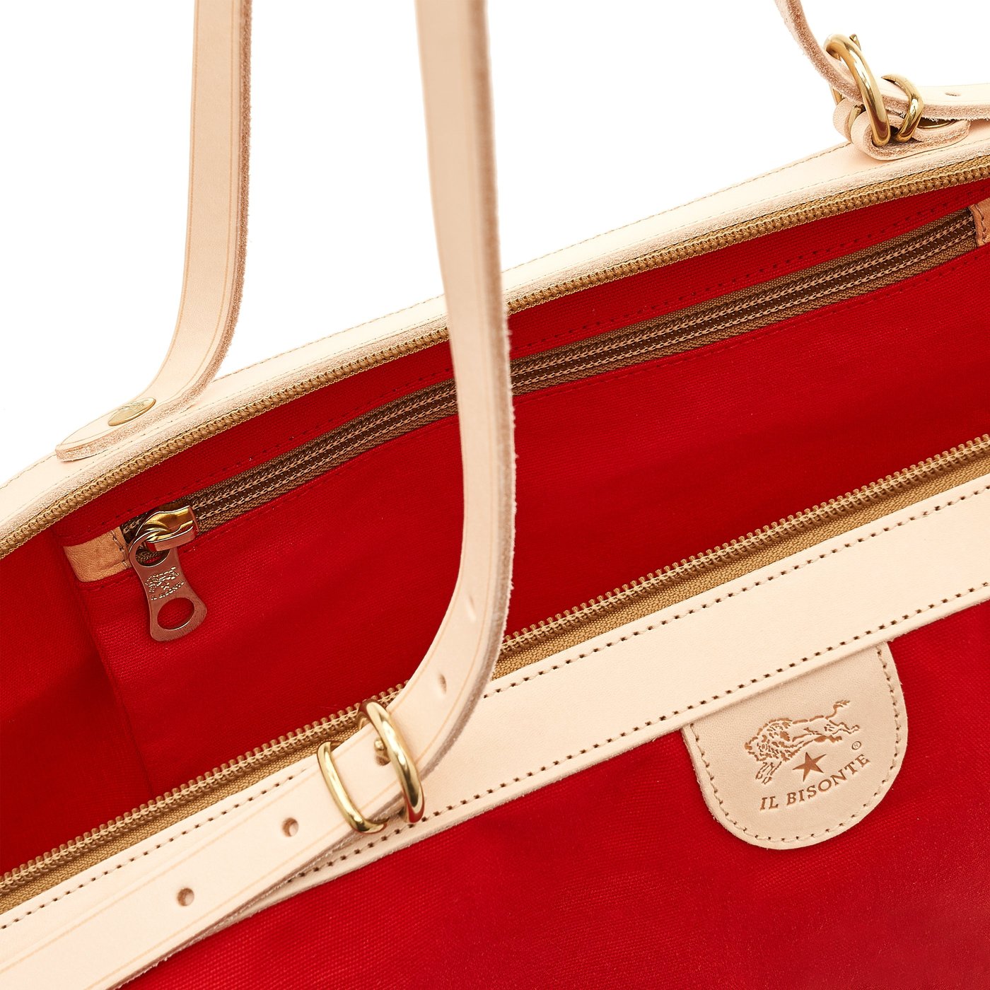 Caramella  | Borsa a spalla da donna in tessuto colore rosso/naturale