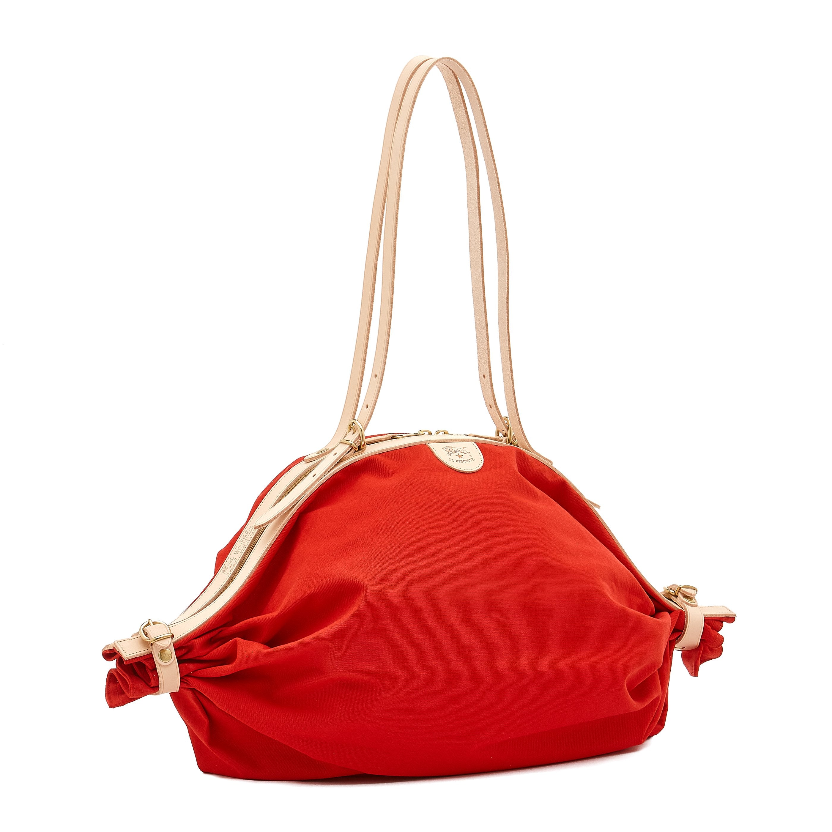 Caramella  | Borsa a spalla da donna in tessuto colore rosso/naturale