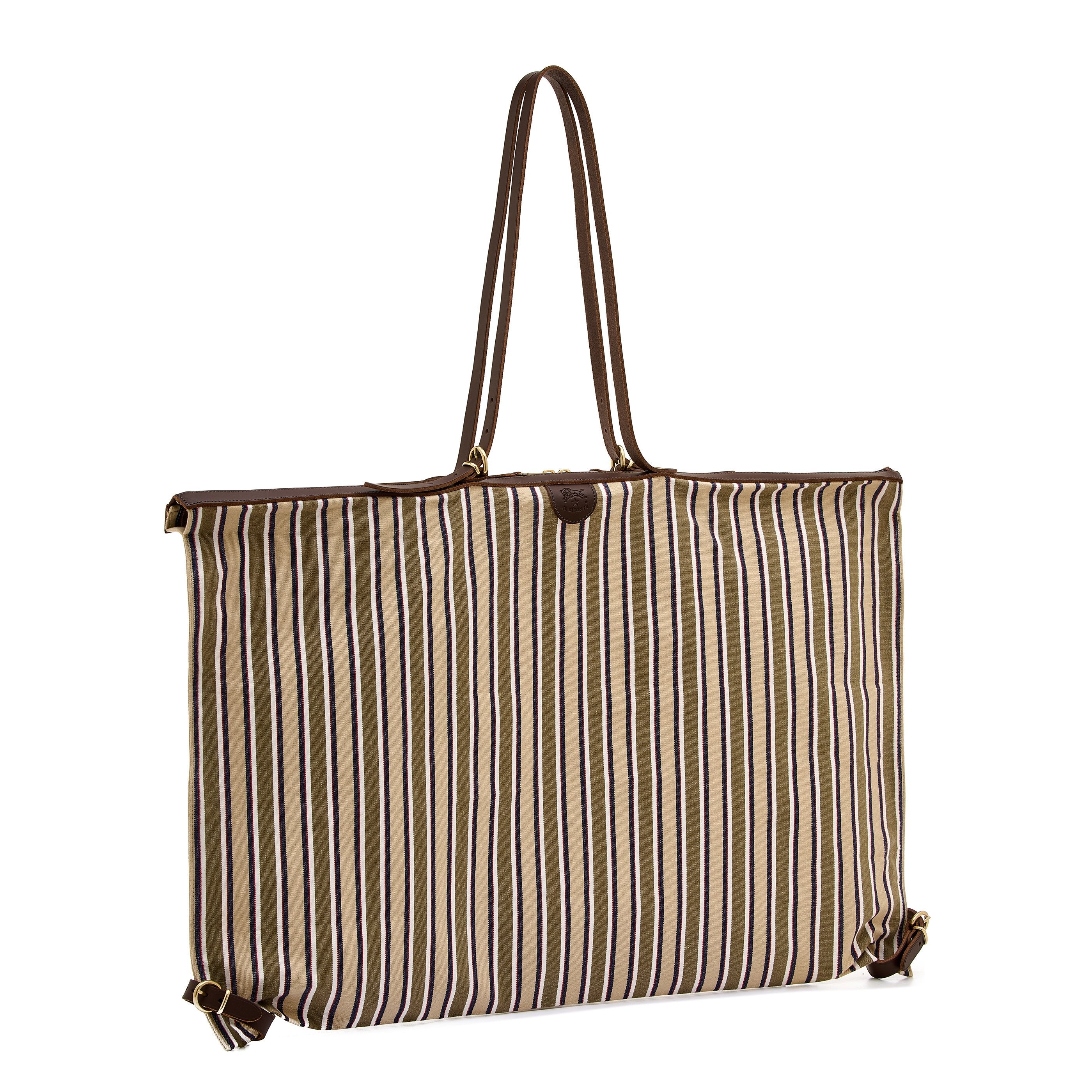 Caramella  | Women's shoulder bag in fabric color beige stripe / tea
