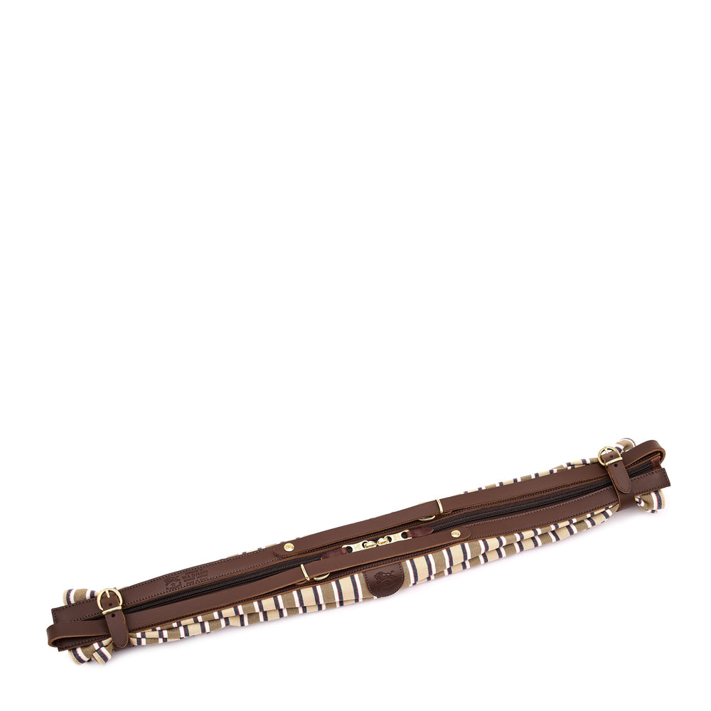 Caramella  | Women's shoulder bag in fabric color beige stripe / tea