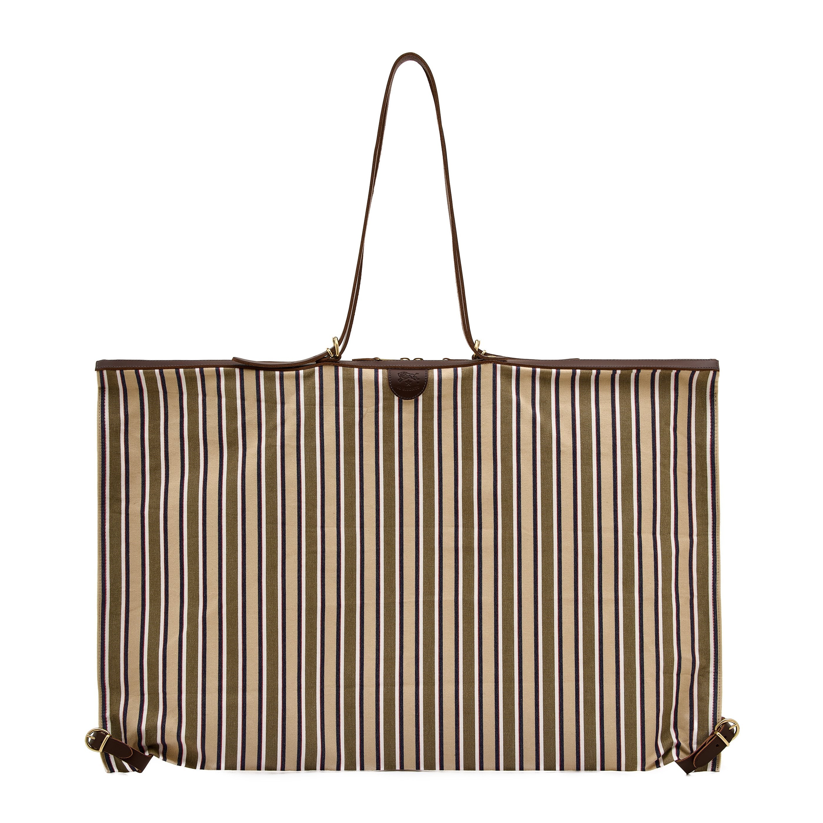 Caramella  | Women's shoulder bag in fabric color beige stripe / tea