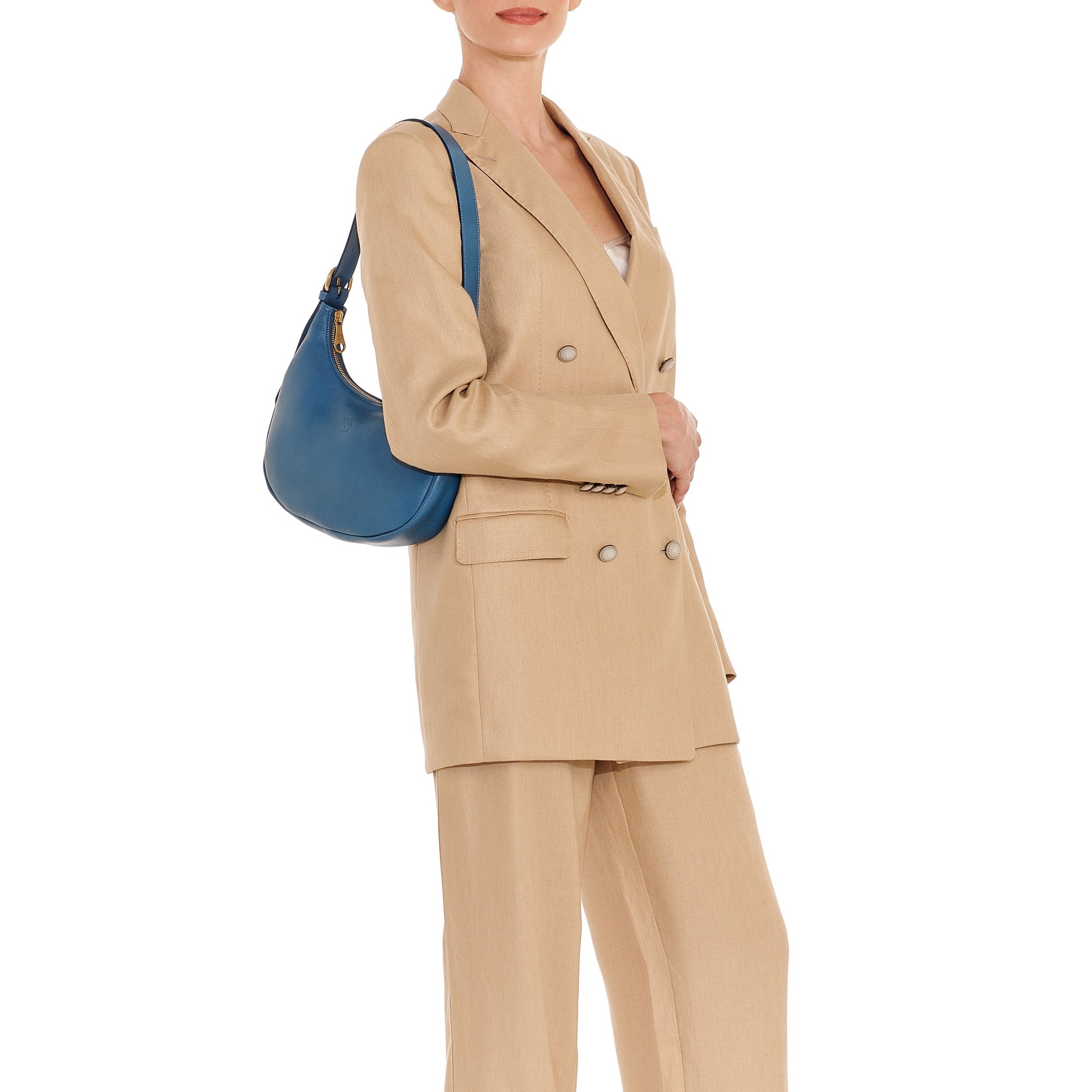 Belcanto | Women's Shoulder Bag in Leather color Blue Denim