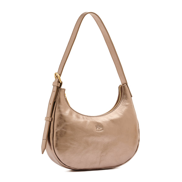 Belcanto | Women's shoulder bag in metallic leather color metallic bronze