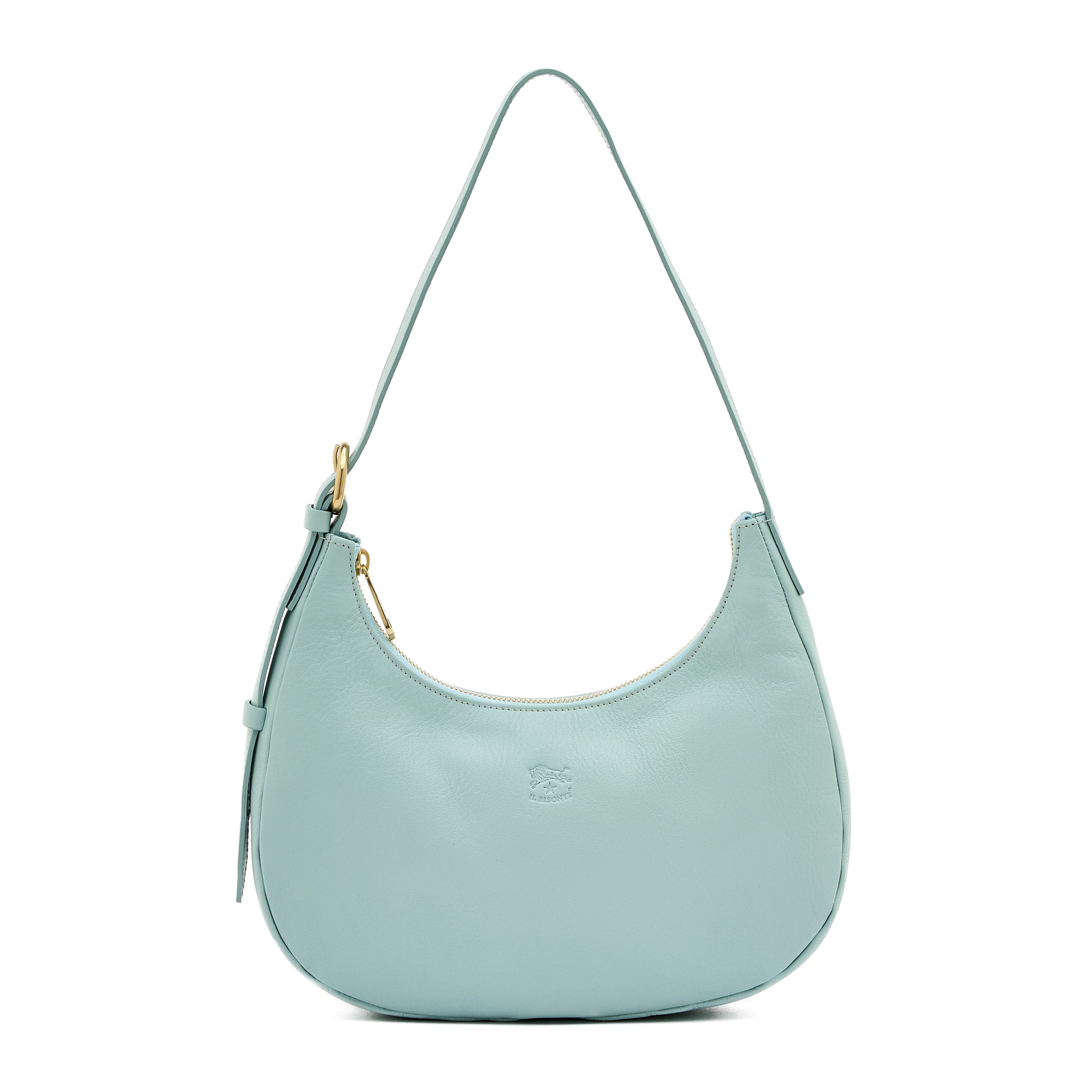 Belcanto | Borsa a spalla da donna in pelle colore celeste botticelli