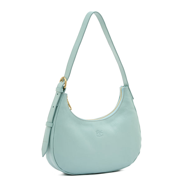 Belcanto | Borsa a spalla da donna in pelle colore celeste botticelli