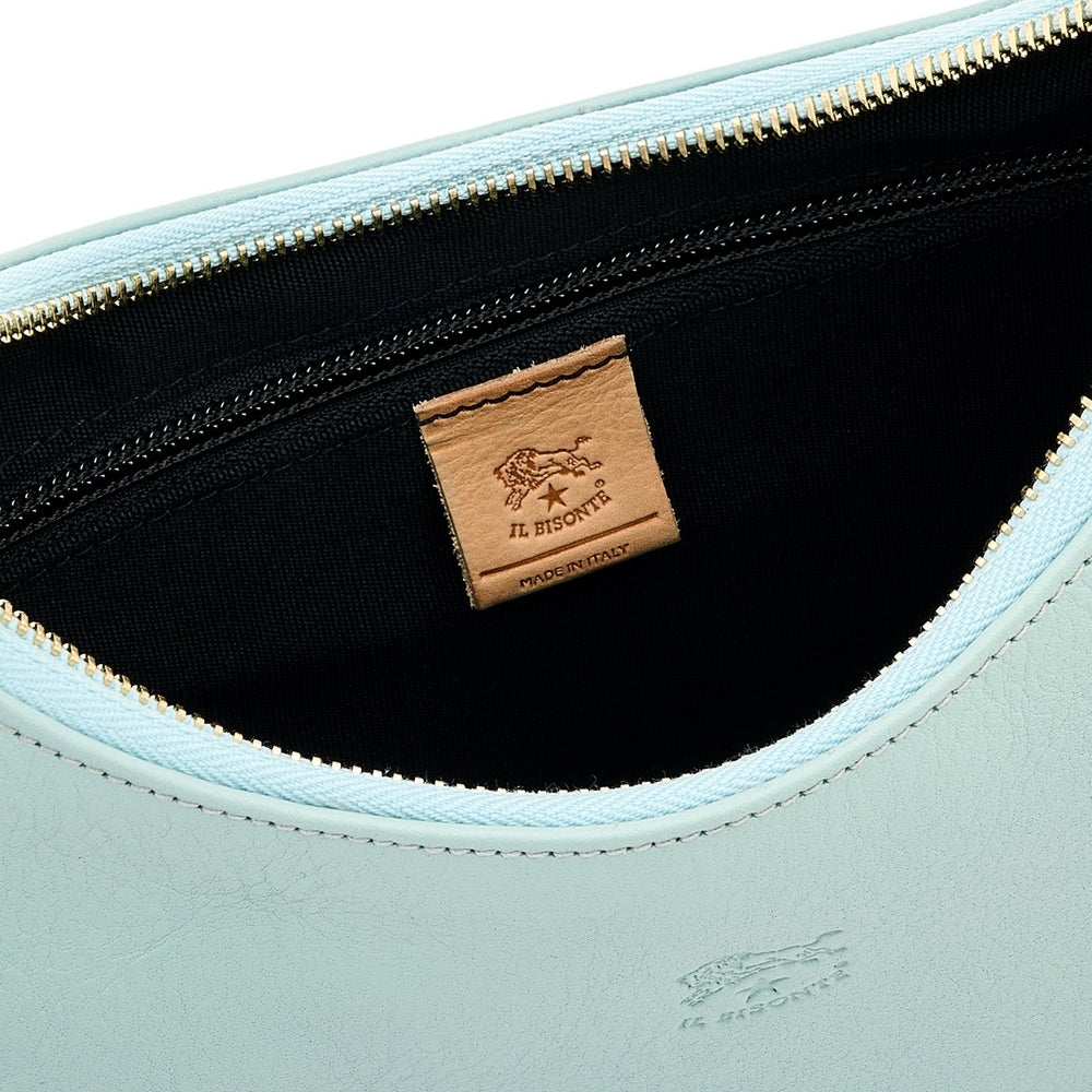 Belcanto | Borsa a spalla da donna in pelle colore celeste botticelli