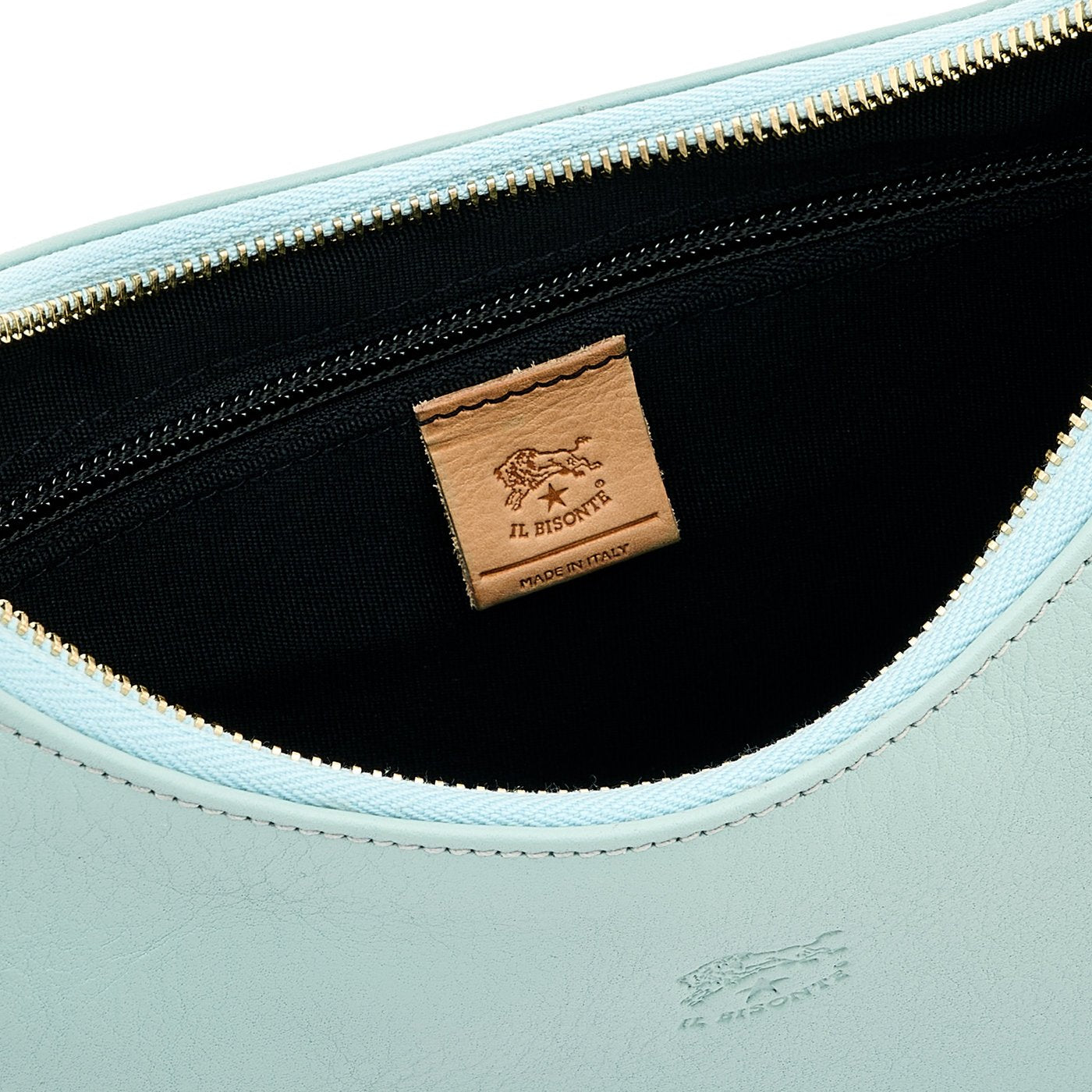 Belcanto | Borsa a spalla da donna in pelle colore celeste botticelli