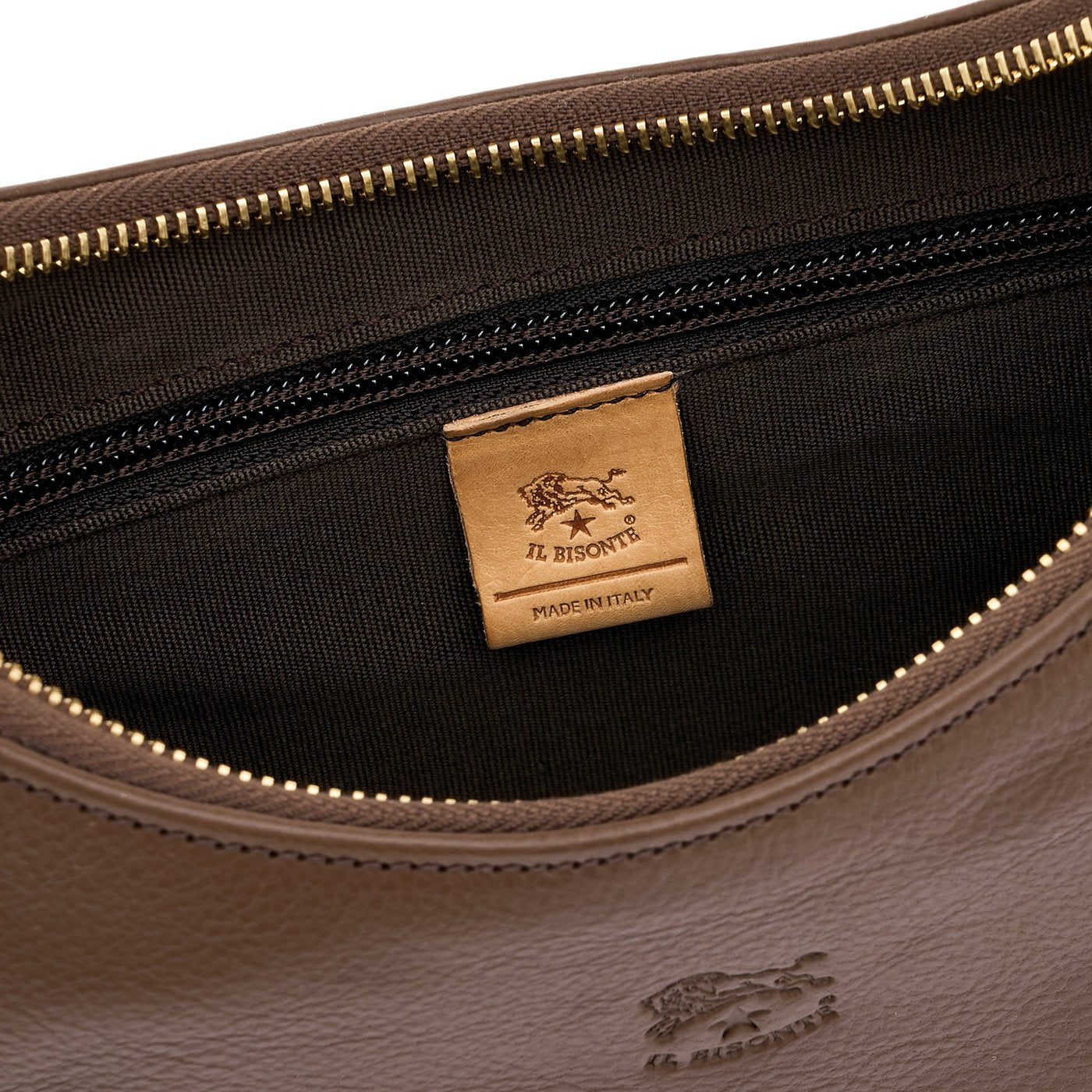 Belcanto | Borsa a spalla da donna in pelle colore marrone tabacco — 
interior detail view
 — 4 of 4