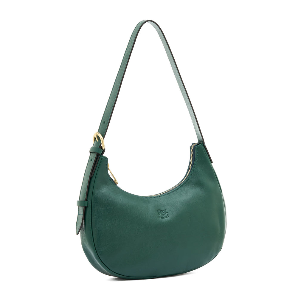 Belcanto | Borsa a spalla da donna in pelle colore verde oleandro — 
side view
 — 3 of 4