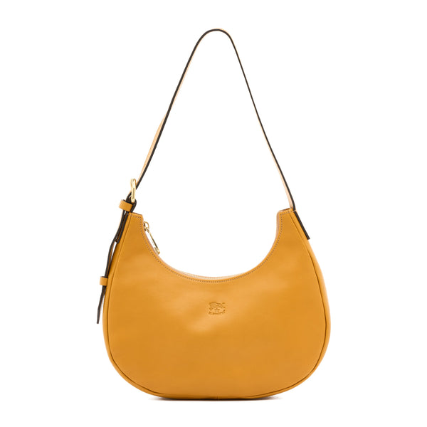 Belcanto | Women's shoulder bag in leather color yellow narciso — 
front view
