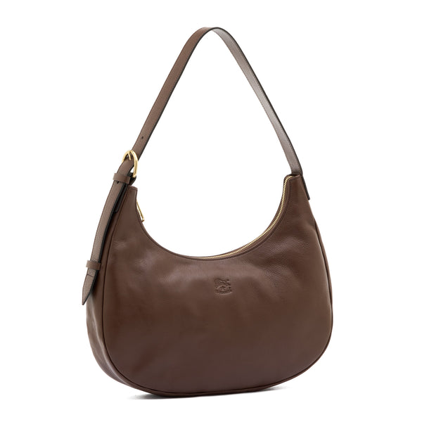 Belcanto | Borsa a spalla da donna in pelle colore marrone tabacco