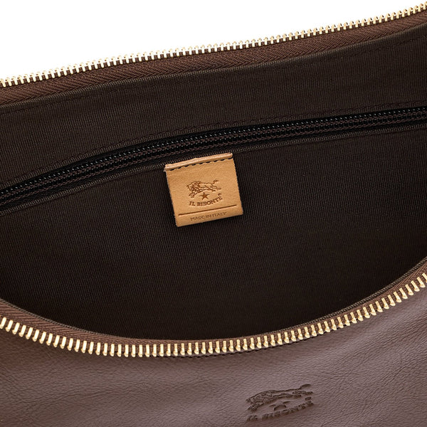 Belcanto | Borsa a spalla da donna in pelle colore marrone tabacco