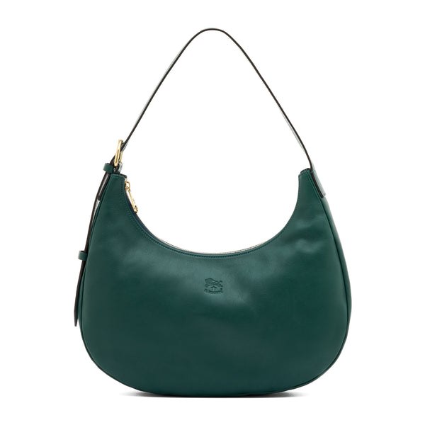 Belcanto | Borsa a spalla da donna in pelle colore verde oleandro — 
front view
