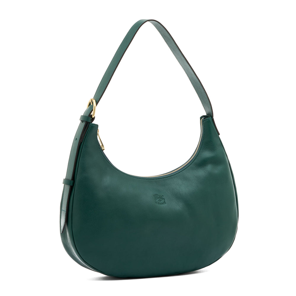 Belcanto | Borsa a spalla da donna in pelle colore verde oleandro — 
side view
 — 3 of 4
