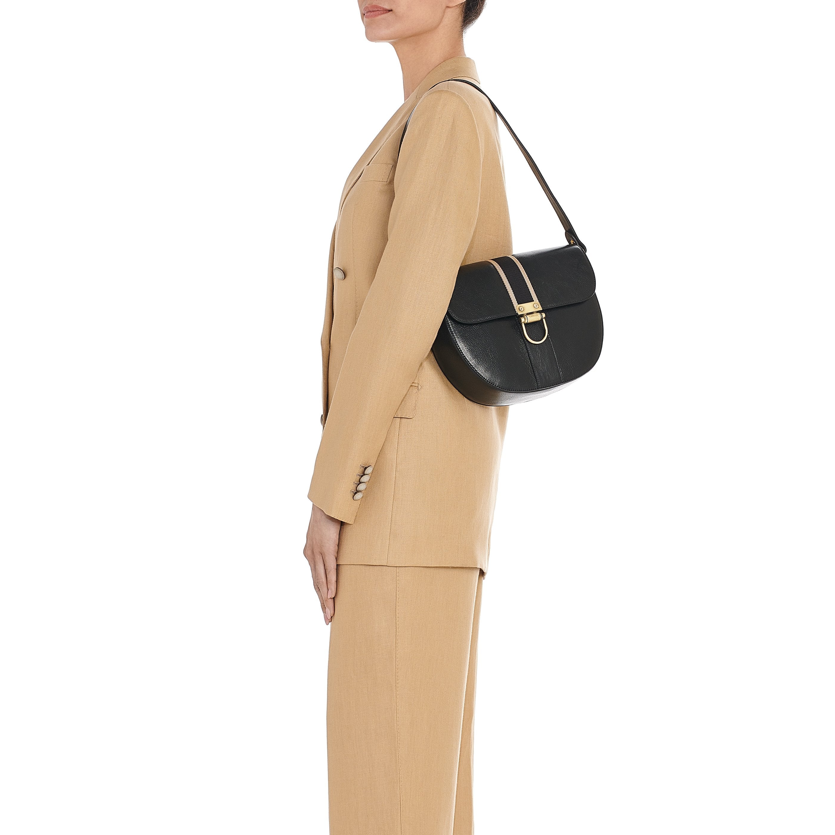 Solaria | Women's shoulder bag in leather color black