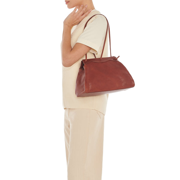 Sguardo | Women's Shoulder Bag in Vintage Leather color Dark Brown Seppia