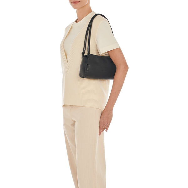 Snodo | Women's shoulder bag in vintage leather color black