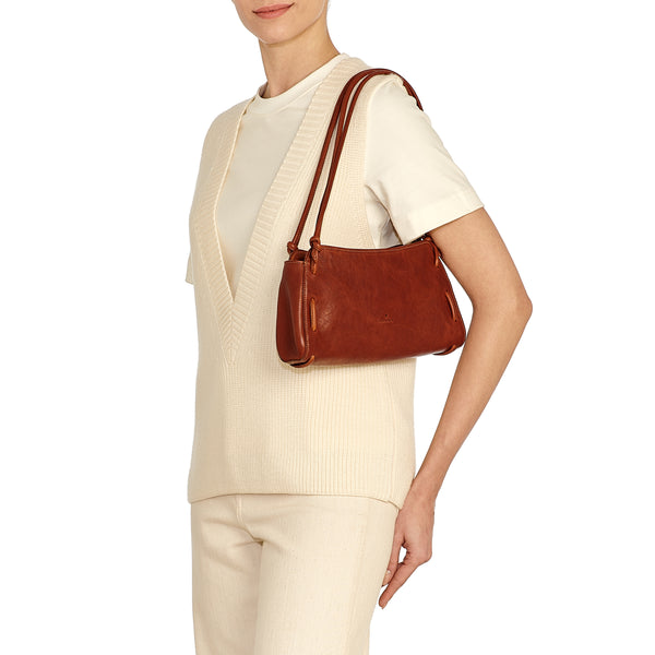 Snodo | Women's shoulder bag in vintage leather color sepia